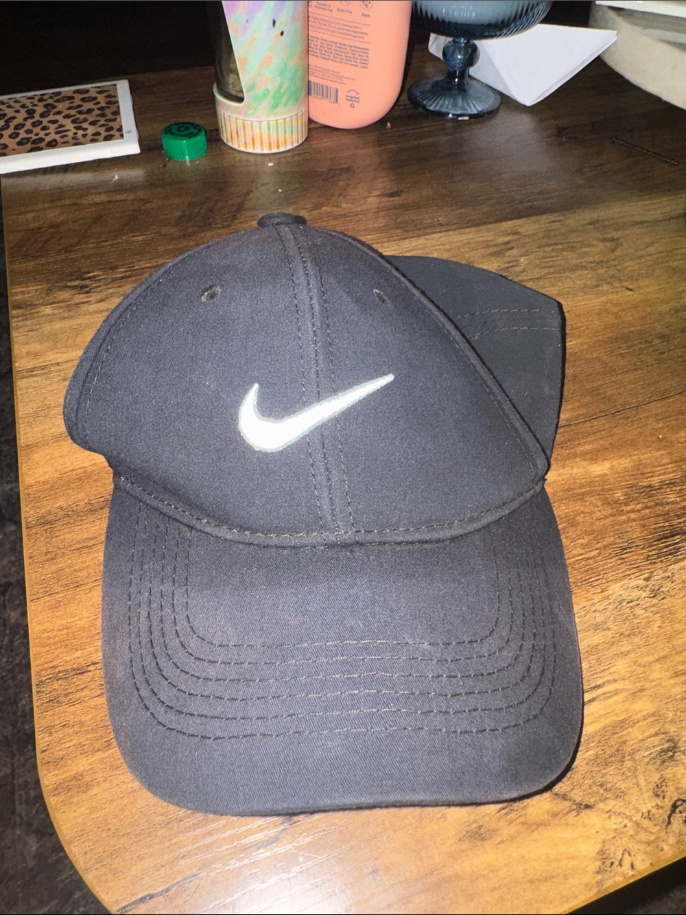 Nike Black Cap with White Swoosh Y2K Buckleback